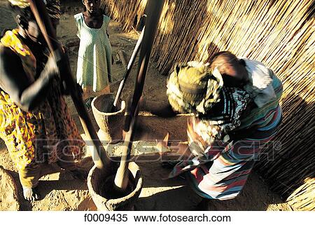 Senegal, Women crushing millet View Large Photo Image Stock Photography - Senegal, Women crushing millet. Fotosearch