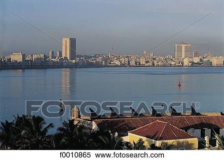 Stock Photography - La Havana, skyline of the new city from El Moro. Fotosearch