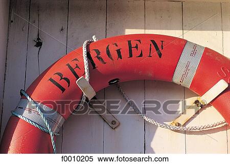 Stock Photography - Bergen, detail of a lifebelt. Fotosearch