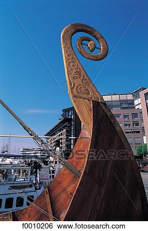 Oslo, Bryggen pier, Viking boat replica View Large Photo Image Stock Photograph - Oslo, Bryggen pier, Viking boat replica. Fotosearch