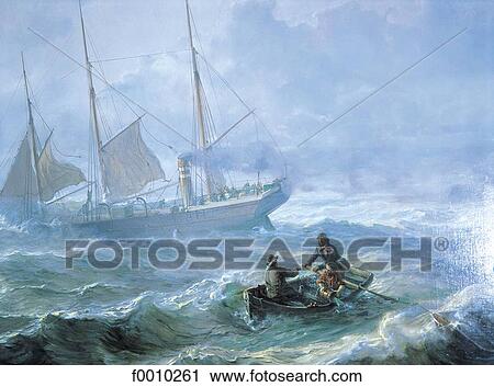 Stock Image - Oslo, Bygdoy maritime museum, painting. Fotosearch