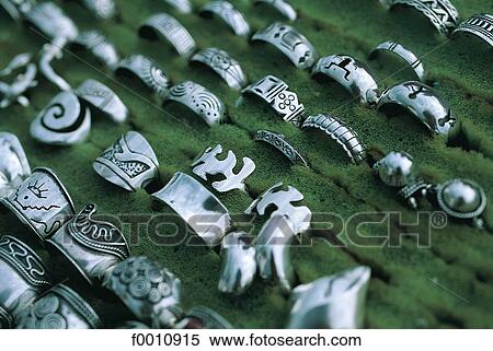 Stock Photography - Close-up of silver jewelry. Fotosearch