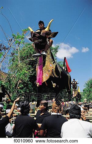 Stock Image - Sanur, princely cremation of a brahmane. Fotosearch