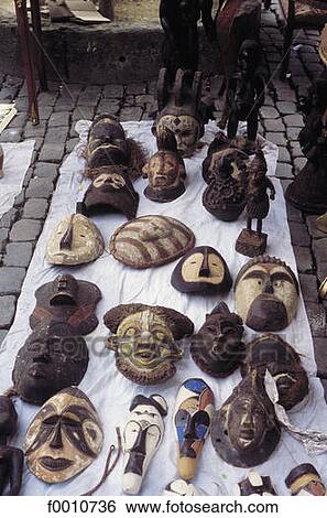 Sablon's Place on Sunday, African masks View Large Photo Image Stock Photograph - Sablon's Place on Sunday, African masks . Fotosearch