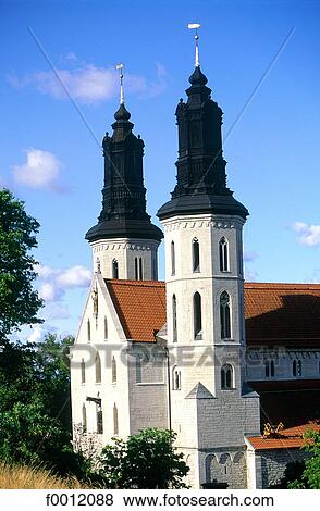 Stock Photo - Sweden, Gotland, Visby, Sancta Maria cathedral. Fotosearch