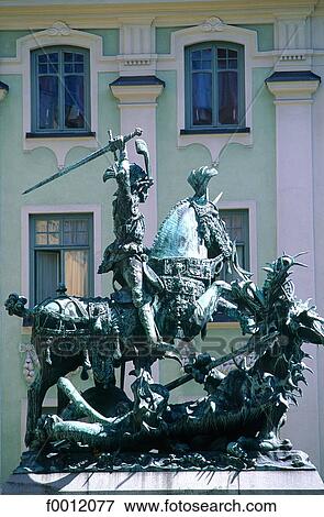 Stock Photo - Sweden, Stockholm, Gamla Stan (Old city), St George slaying the dragon. Fotosearch