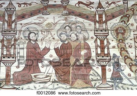 Stock Photograph - Sweden, Wärmland, XVth century paintings in Södra Räda church. Fotosearch