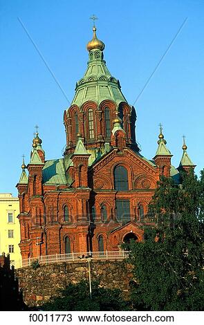 Stock Image - Finland, Helsinki, orthodox cathedral Uspensky. Fotosearch