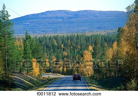 Stock Image - Finland, Lapland, Pyhätunturi road. Fotosearch