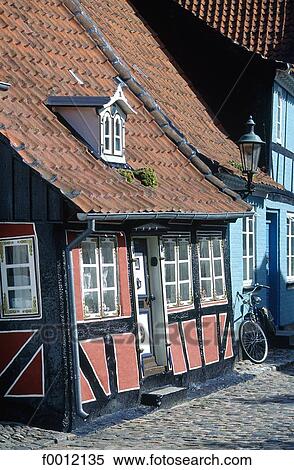 Stock Photography - Denmark, Aero island, Aeroskobing, traditional house. Fotosearch