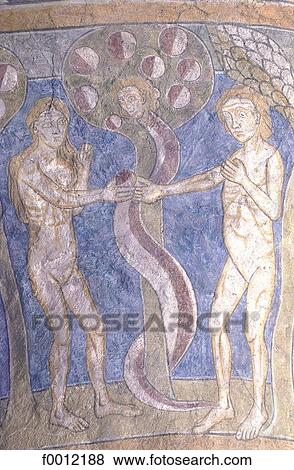 Denmark, Bornholm, XIIIth century frescoe (Genesis) in Nylars church View Large Photo Image Stock Photo - Denmark, Bornholm, XIIIth century frescoe (Genesis) in Nylars church. Fotosearch