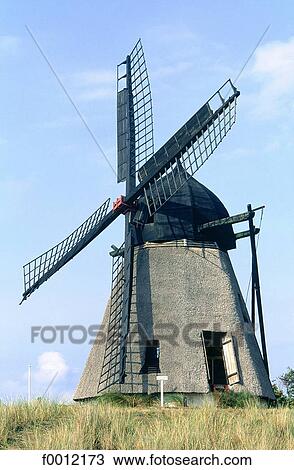 Stock Image - Denmark, Jutland, Skagen, windmill. Fotosearch