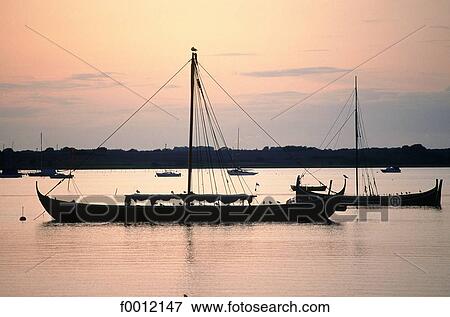 Stock Photo - Denmark, Moskilde fjord, Viking boat. Fotosearch