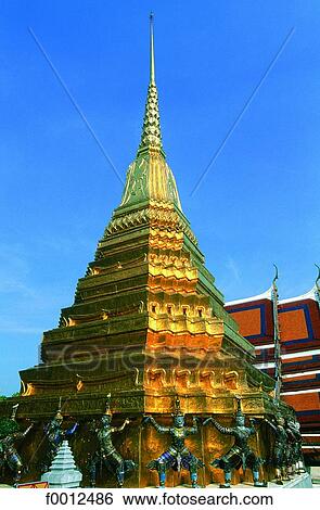 Thailand, Bangkok, Wat Phra Keo temple, golden Chedi View Large Photo Image Stock Photograph - Thailand, Bangkok, Wat Phra Keo temple, golden Chedi. Fotosearch