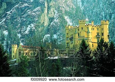 Bavaria, Hohenschwangau castle in winter View Large Photo Image Stock Image - Bavaria, Hohenschwangau castle in winter. Fotosearch