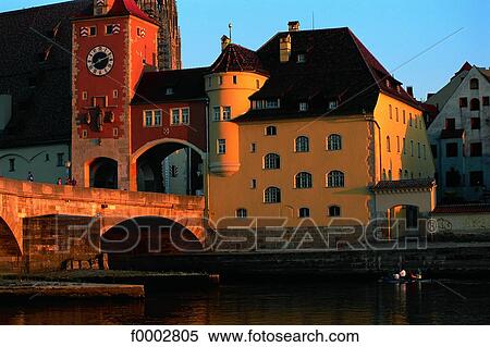 Regensburg, the old stone bridge View Large Photo Image Stock Photography - Regensburg, the old stone bridge. Fotosearch