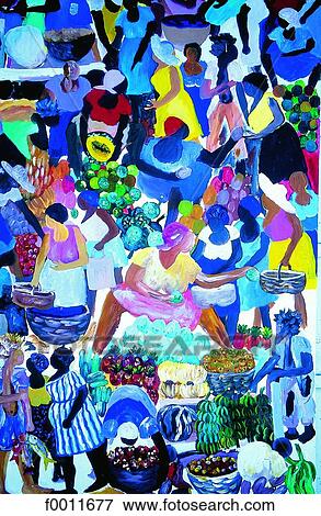 Stock Photo - Jamaica, Port Antonio, local naive painting. Fotosearch