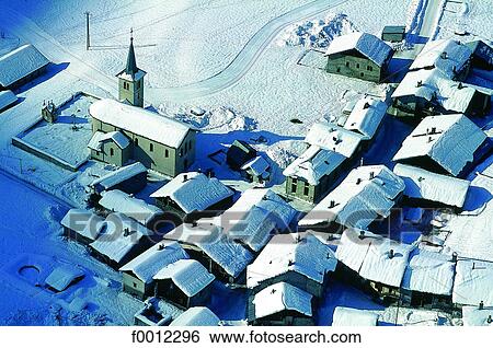 Snowy village View Large Photo Image Stock Photograph - Snowy village. Fotosearch