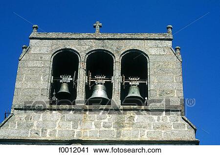 Stock Image - Auvergne, Loubaresse-en-Margeride, belfry. Fotosearch