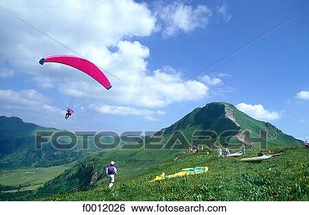 Auvergne, Puy Mary, paragliding View Large Photo Image Stock Photograph - Auvergne, Puy Mary, paragliding. Fotosearch
