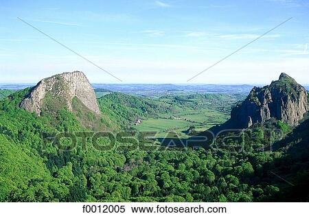 Stock Photography - Auvergne, roche Tuilière and Sanadoire. Fotosearch