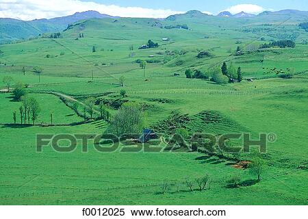Stock Photography - Auvergne, view over the Monts du Cantal. Fotosearch