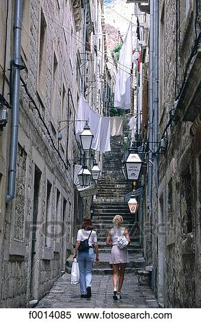 Dubrovnik, narrow street in the old city View Large Photo Image Stock Photography - Dubrovnik, narrow street in the old city. Fotosearch