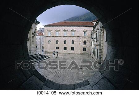 Dubrovnik, view from a round window on the cathedral square View Large Photo Image Stock Photography - Dubrovnik, view from a round window on the cathedral square. Fotosearch