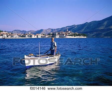 Korcula Island, fishing boat and the ramparts View Large Photo Image Stock Photograph - Korcula Island, fishing boat and the ramparts. Fotosearch