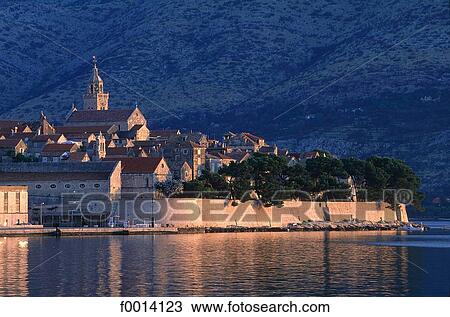 Korcula Island, the fortified city ramparts at sunrise View Large Photo Image Stock Image - Korcula Island, the fortified city ramparts at sunrise. Fotosearch