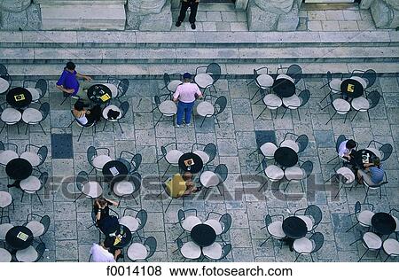 Split, oveview on a cafe terrace from the cathedral belfry View Large Photo Image Stock Photo - Split, oveview on a cafe terrace from the cathedral belfry. Fotosearch