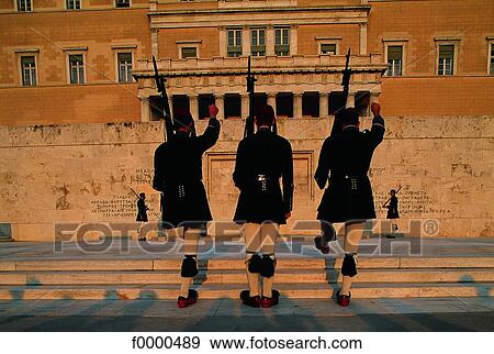 Athens, Evzone and parliament View Large Photo Image Stock Photo - Athens, Evzone and parliament. Fotosearch