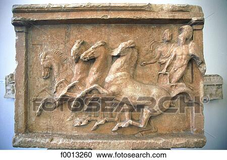 Stock Image - Altes Museum (Old Museum), Assyrian stone stele. Fotosearch