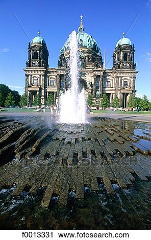 Stock Image - Cathedral and fountain. Fotosearch