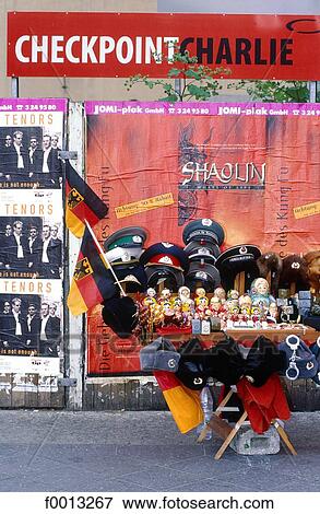 Stock Photo - Checkpoint Charlie, selling East time and Russian artefacts. Fotosearch