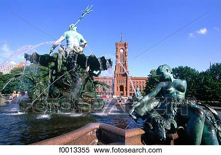 Rathausplatz, Neptune fountain View Large Photo Image Stock Photography - Rathausplatz, Neptune fountain. Fotosearch