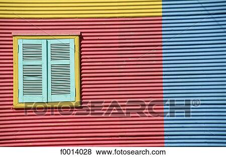 Stock Photo - Argentina, Buenos Aires, la Boca district, colorful front. Fotosearch