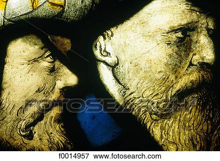 Stock Photo - France, Lorraine, Epinal, XVIIth century stained glass. Fotosearch