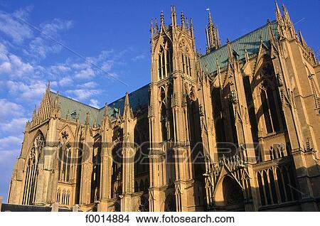 Picture - France, Lorraine, Metz, neo-gothic St Etienne cathedral . Fotosearch