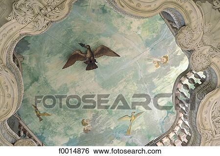 Stock Photograph - France, Lorraine, Nancy, Ferrari hotel, baroque ceiling. Fotosearch