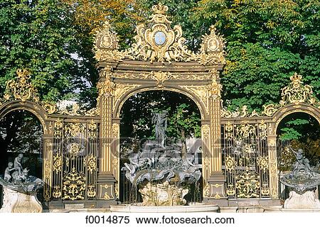 Stock Photography - France, Lorraine, Nancy, Stanislas square, Neptune fountain. Fotosearch