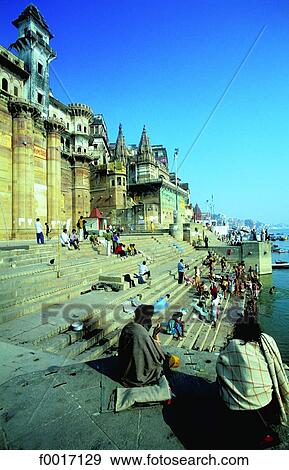 India, Uttar Pradesh, Varanasi, banks of the Ganges View Large Photo Image Stock Photo - India, Uttar Pradesh, Varanasi, banks of the Ganges. Fotosearch