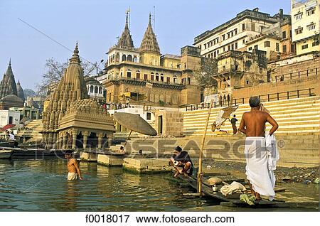 India, Uttar Pradesh, Varanasi, holy Ganges bath View Large Photo Image Stock Photo - India, Uttar Pradesh, Varanasi, holy Ganges bath. Fotosearch
