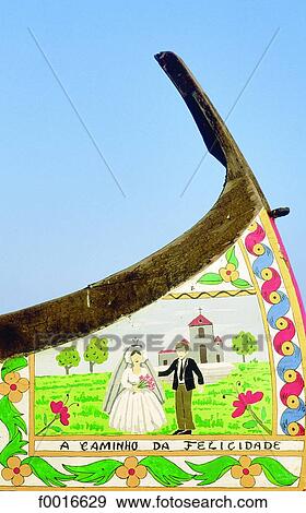 Stock Photo - Portugal, near Aveiro, "Moliceiro" boat stern. Fotosearch