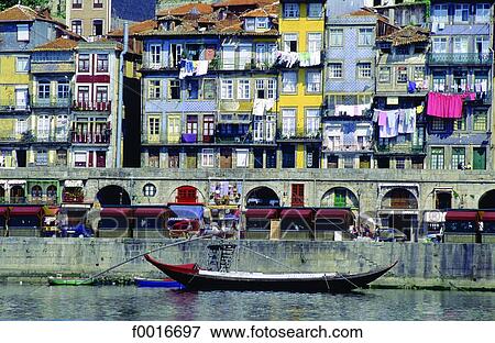 Portugal, Porto, quay Ribeira View Large Photo Image Stock Photo - Portugal, Porto, quay Ribeira. Fotosearch