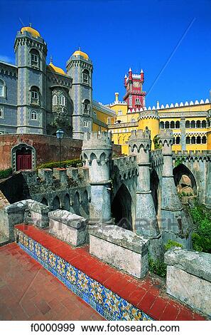 Portugal, Sintra, da Pena royal palace View Large Photo Image Stock Photo - Portugal, Sintra, da Pena royal palace. Fotosearch