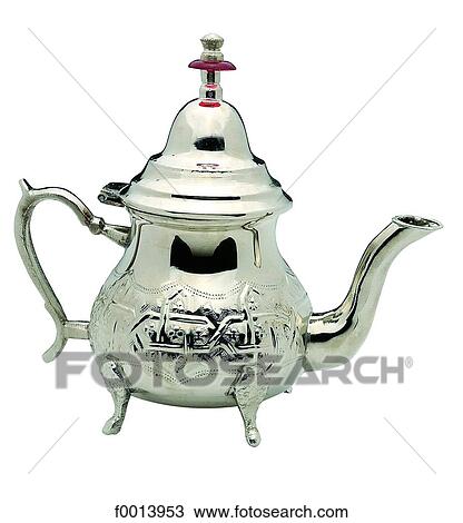 Stock Image - Silver teapot. Fotosearch