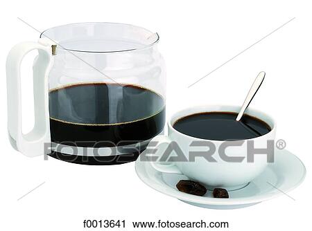 Stock Image - Coffee maker and bowl. Fotosearch