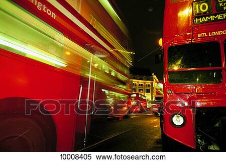 Stock Photography - London, Bus at night. Fotosearch