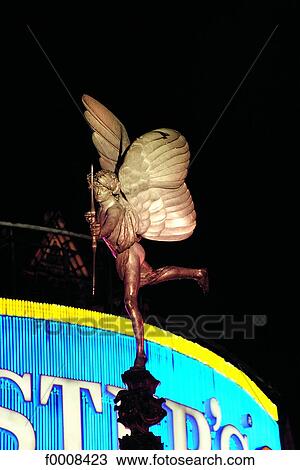 London, Piccadilly Circus, the statue of Eros at night View Large Photo Image Stock Image - London, Piccadilly Circus, the statue of Eros at night. Fotosearch